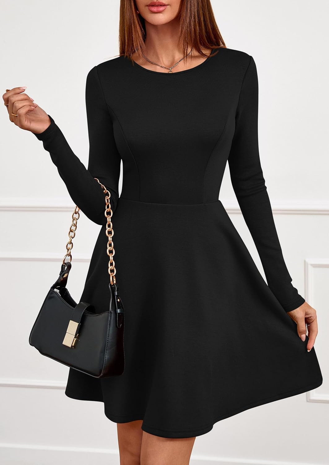 PRETTYGARDEN Womens Long Sleeve Cocktail Mini Dress 2026 Fall Crew Neck A Line Homecoming Party Short Dresses Elegant Classy - Image 6