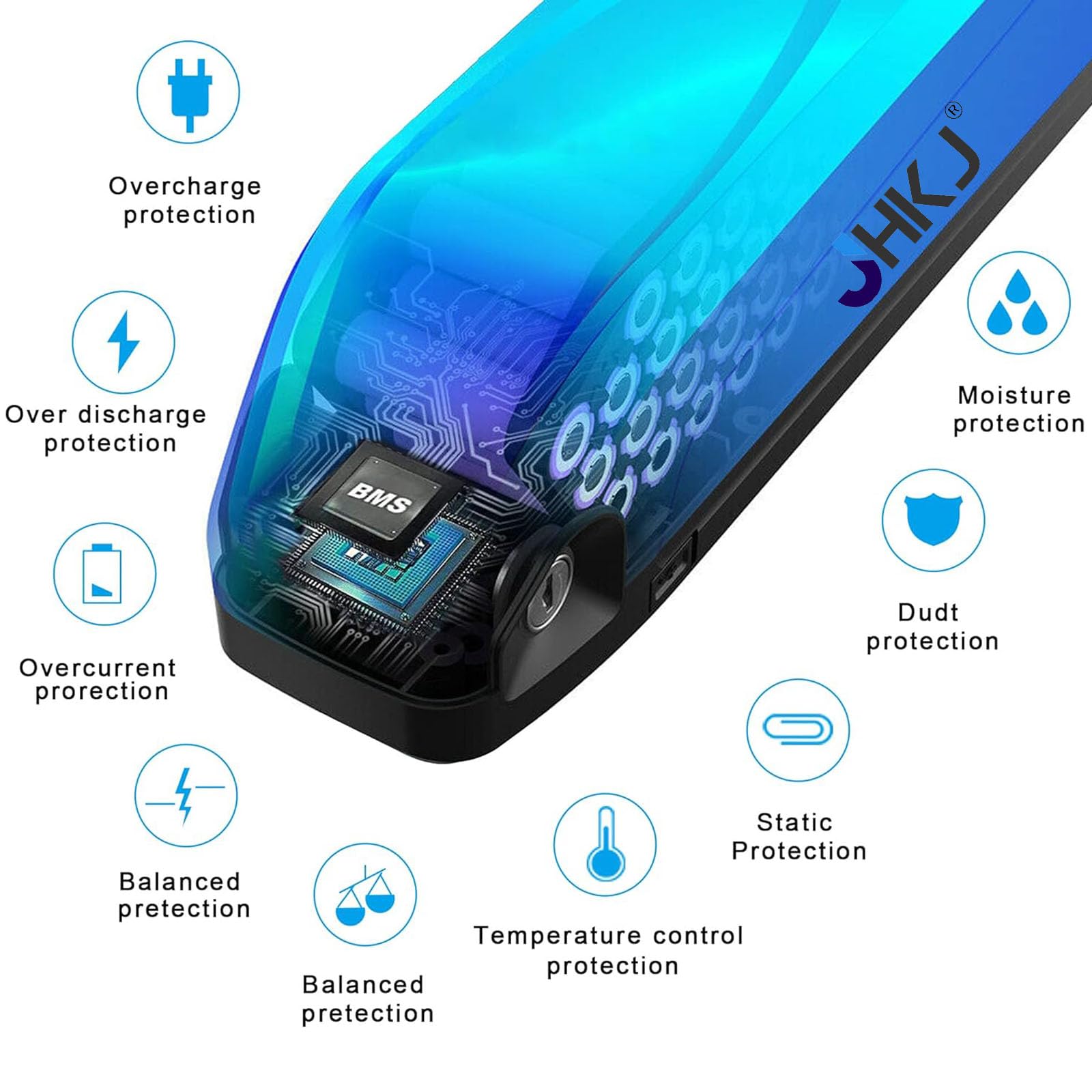 Akumulator litowy 36 V 48 V 52 V Akumulator litowo-jonowy 13 Ah 15 Ah 17 Ah 19,2 Ah Akumulator dolny do zestawów silników 500 W 750 W 1000 W z portem USB i ładowarką