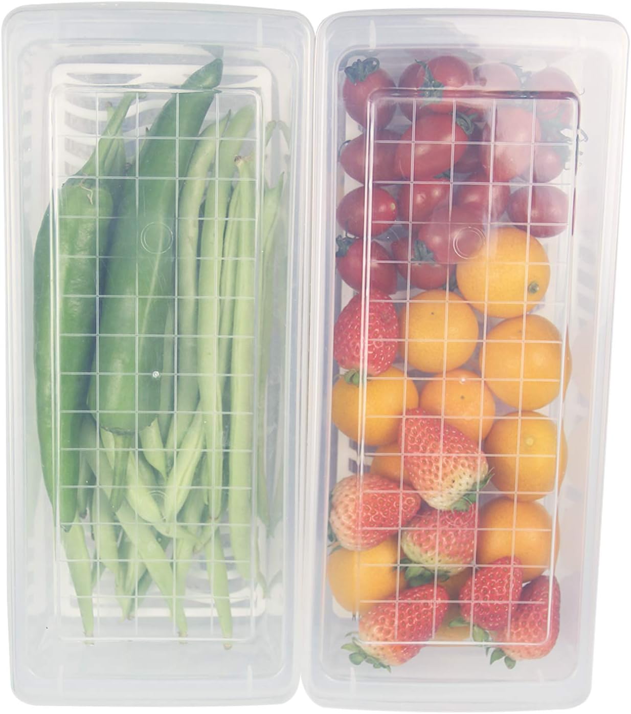 Food Storage Container, Plastic Food Containers with Removable Drain Plate and Lid, Stackable Portable Freezer Storage Containers - Tray to Keep Fruits, Vegetables, Meat and More (4,Small) - Image 5
