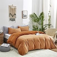 Vista 24 de Luxlovery - Juego de edredón azul neblina, tamaño matrimonial, minimalista, azul polvoriento, edredones de algodón suaves y transpirables, azul