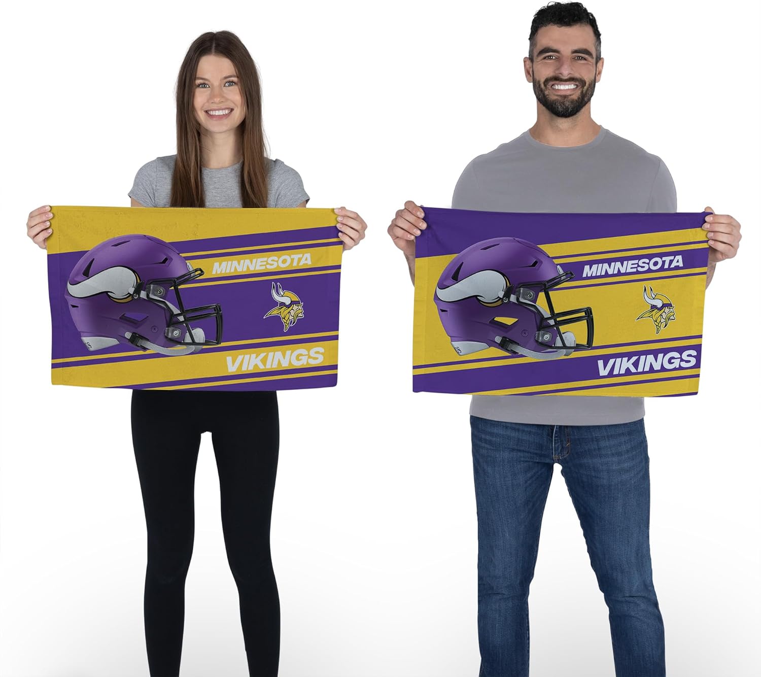 Northwest NFL Minnesota Vikings 2-Pack Fan Towel Set, 16" x 25" Each, Swipe, Team Colors - Image 2