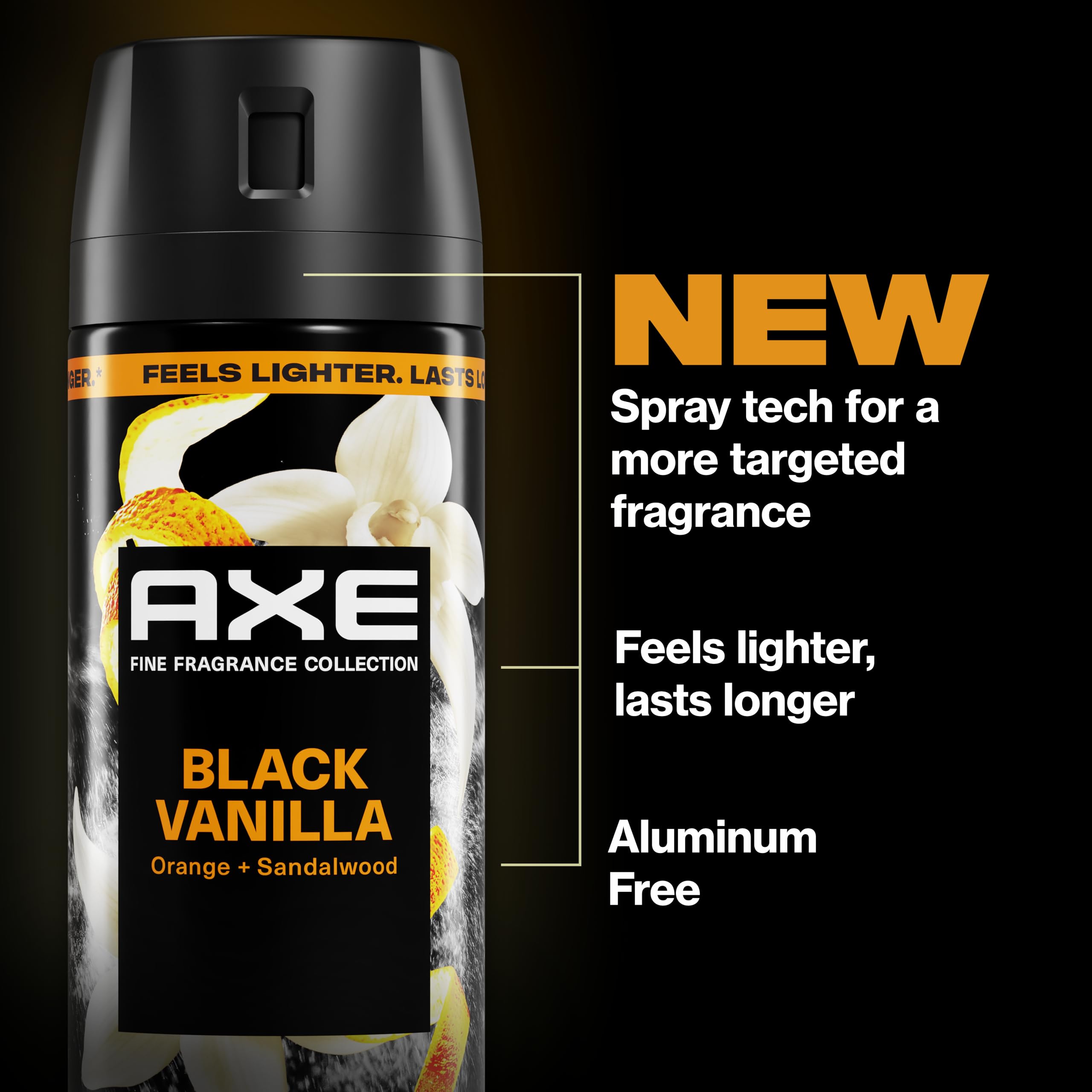 AXE Fine Fragrance Black Vanilla Deodorant Body Spray 3 Count, 2.9 oz