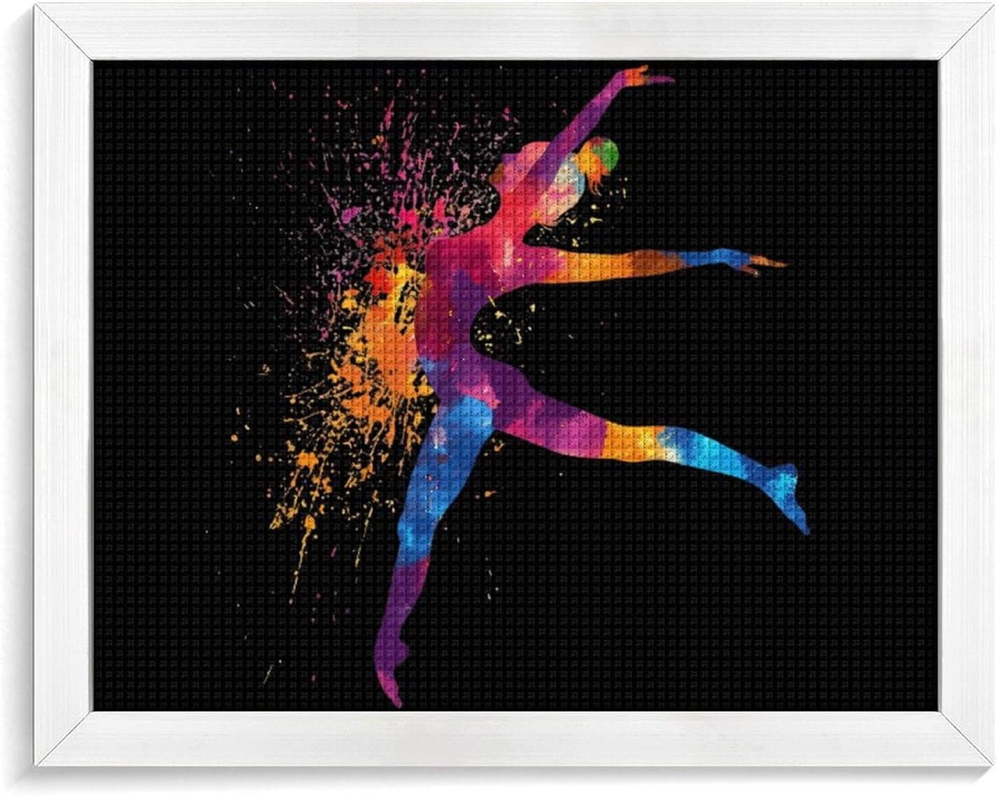 Color Splash Gymnastics Gymnast Printed Diamond 5D Painting Kits DIY Full Drill Crafts for Home Wall Decor 16x20 Inch White Wood 50 * 40cm