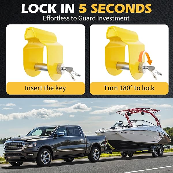 Heavy Duty Trailer Hitch Lock, Anti Theft Rustproof Zinc Alloy Caravan Tow Bar Coupling Lock with Keys for ALKO AK130/160, AKS1300/2004/3004 - 4