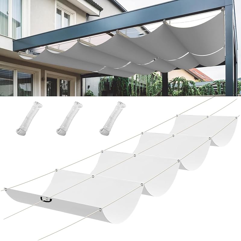 Einziehbares Wellen-Sonnensegel, 0.8x3M, Pergola-Markise, verstellbar Schutz vor UV-Strahlungen Sonnensegel, Verstellbar Sonnen-Segel Für Den Außenbereich Pergola Garten Wintergarten Terrasse, Weiß