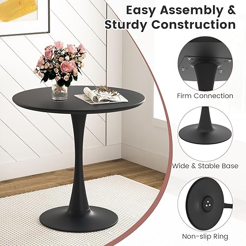 Miniatura 6 de Tangkula Juego de mesa de comedor de 5 piezas para 4, juego de mesa de cocina con asiento y patas de madera maciza, mesa redonda moderna y 4 sillas