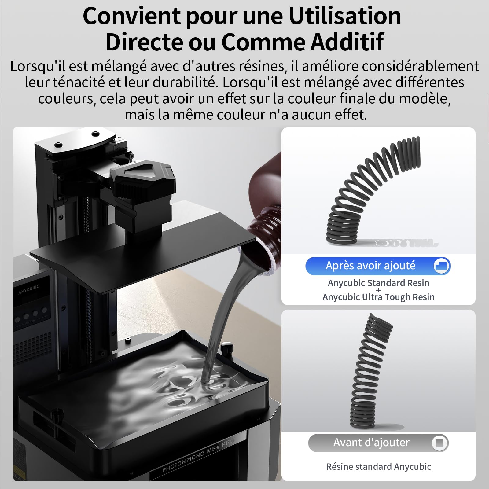 ANYCUBIC Ultra Tough Résine Pour Imprimante 3D, Ultra-Résistant, Résistance Durable aux Chocs, Flexibilité Exceptionnelle, Faible Odeur, Compatible avec Impressions 3D Résine LCD/DLP (Noir, 1000g)