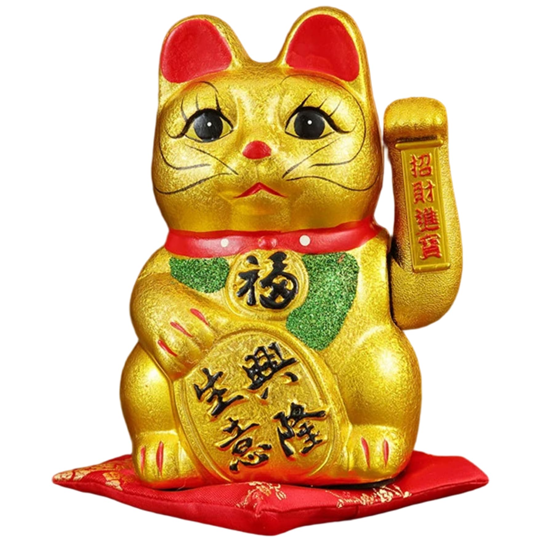 Chat agitant chinois en céramique de 9 pouces avec bras articulé à piles
