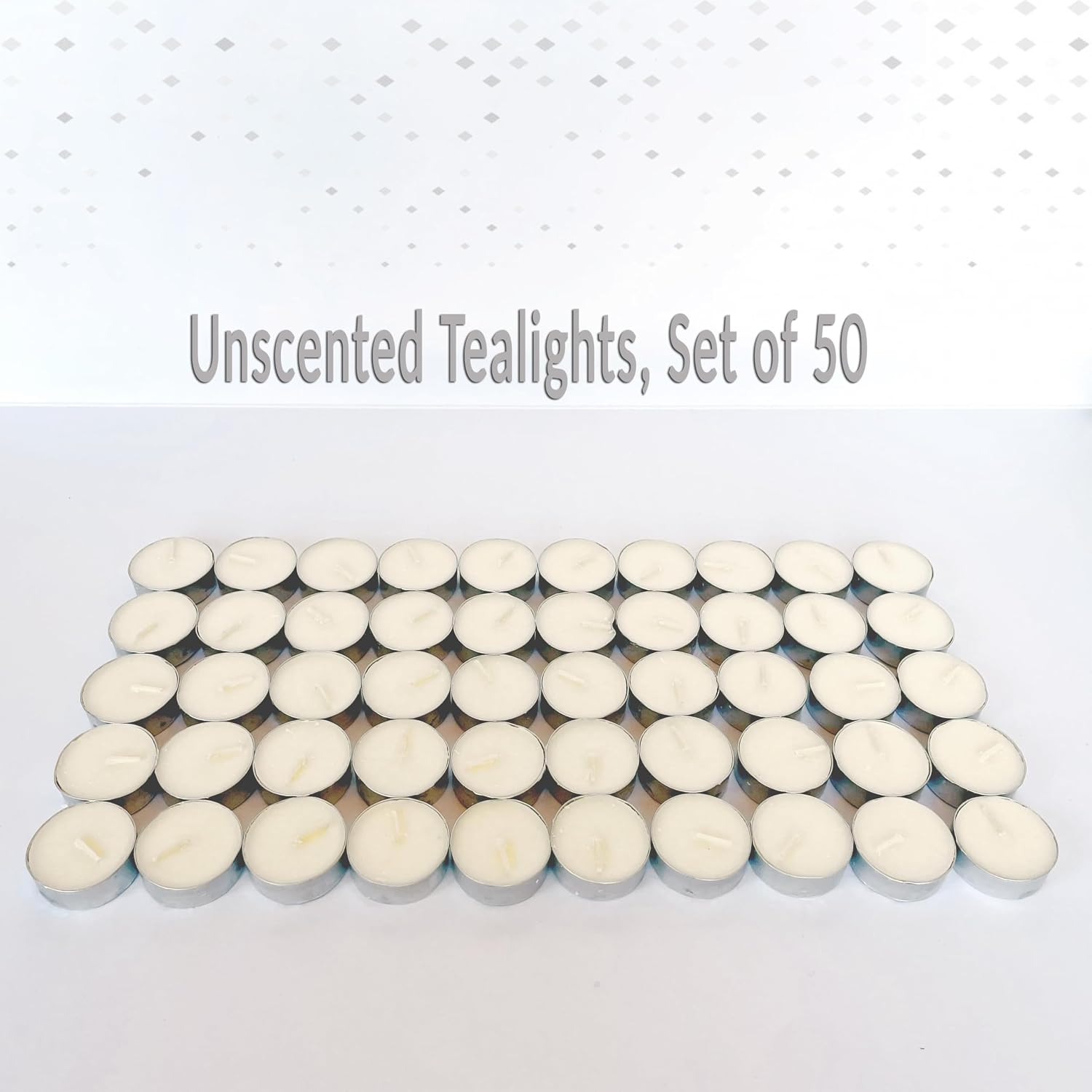 Tea Light Candles, 50-Pack, Unscented Tealights in Aluminum Cups, 4-Hour Long-Burning, Smoke-Free Cotton Wicks