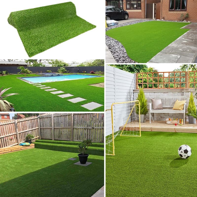 Artificial Grass Rug Outdoor Indoor 2FTX7FT Fake Grass Carpet Green Synthetic Grass Pet Turf TPR Soft Backing Grass Rug with Drain Holes for Garden Lawn Landscape Balcony Home Decor Patio