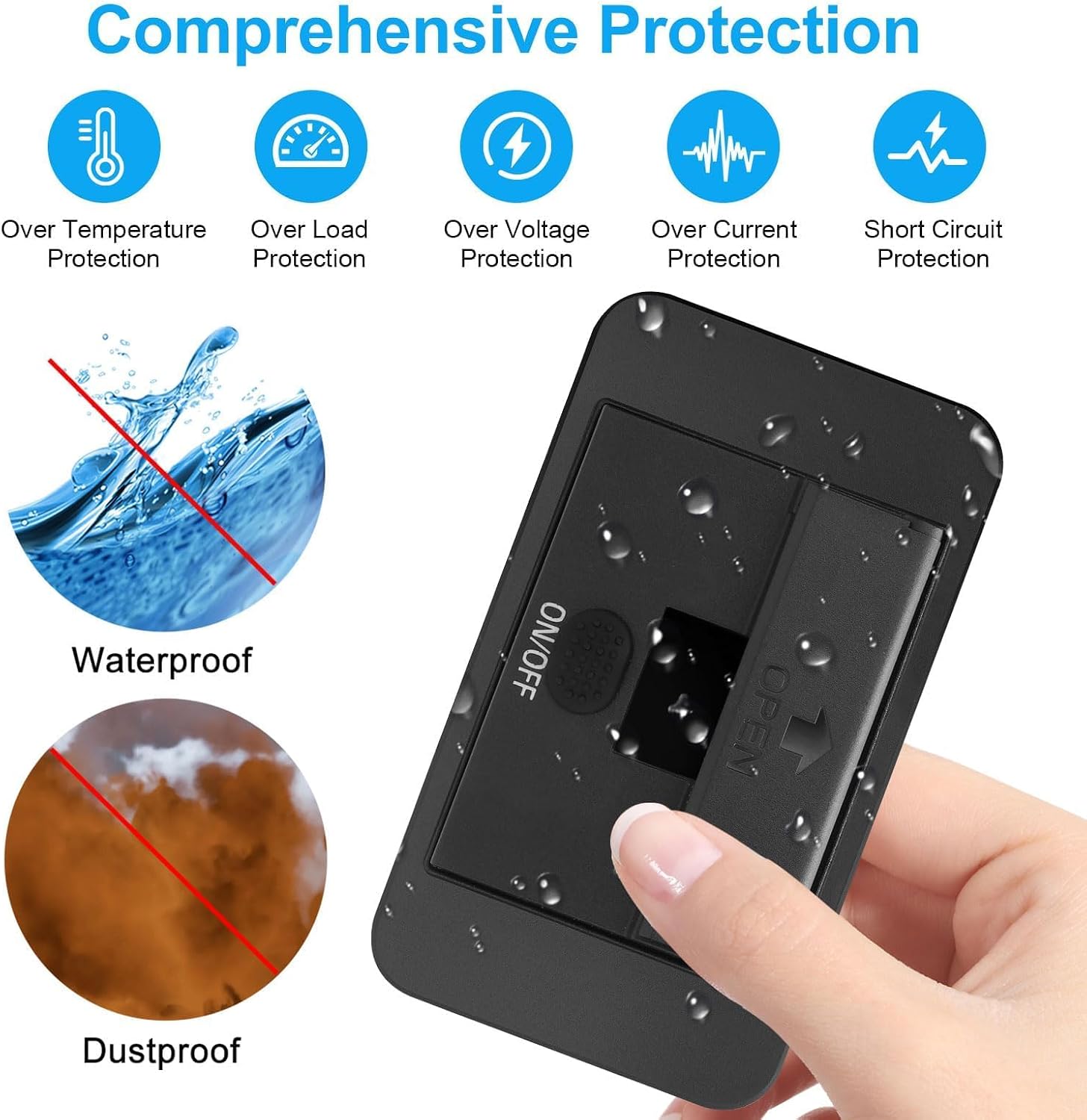 Linkstyle 12V USB Outlet, Dual 18W QC3.0 USB A & 36W PD USB C Ports, Car Charging Outlet Panel with Button Switch & LED Voltmeter for RV Boat Truck image 4