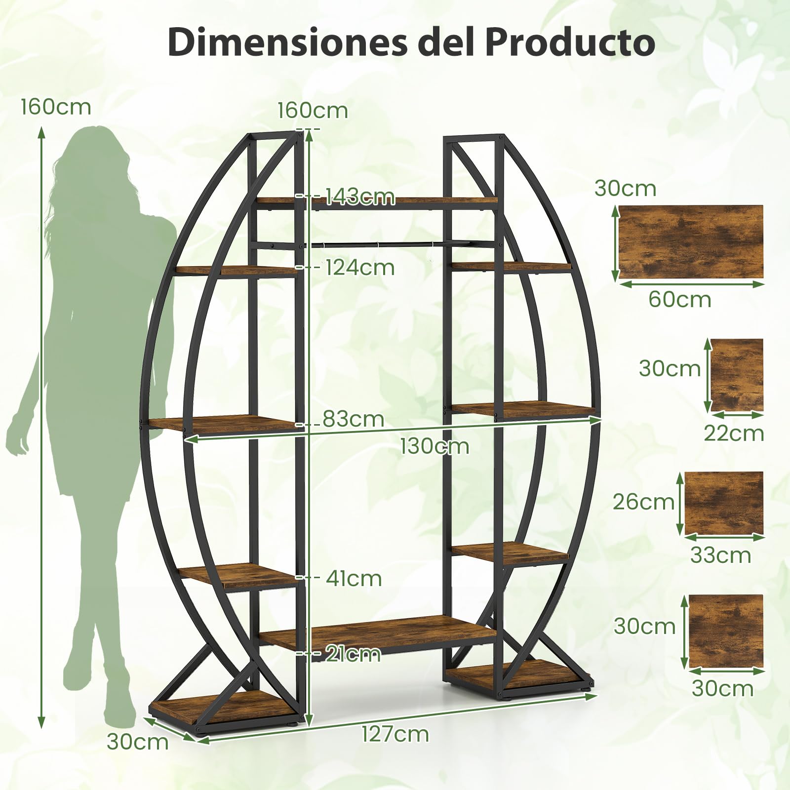 COSTWAY Soporte para Plantas de Interior con Luces de Crecimiento, Estante Metálico en Esquina con 10 Niveles, Estantería para Macetas Grandes, Estante Decorativo con Curvas para Salón Balcón
