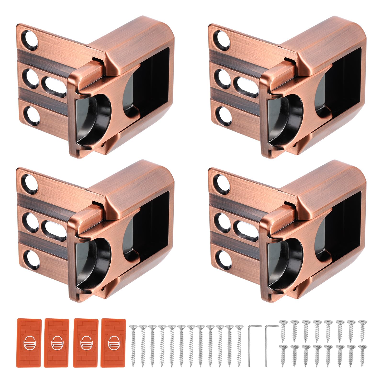 uxcell 4 Pcs Home Security Door Lock, Child Proof Door Reinforcement Lock Latch, Upgraded Safety Night Lock Extra Protective Door Lock for Inward Swinging Door, Bronze