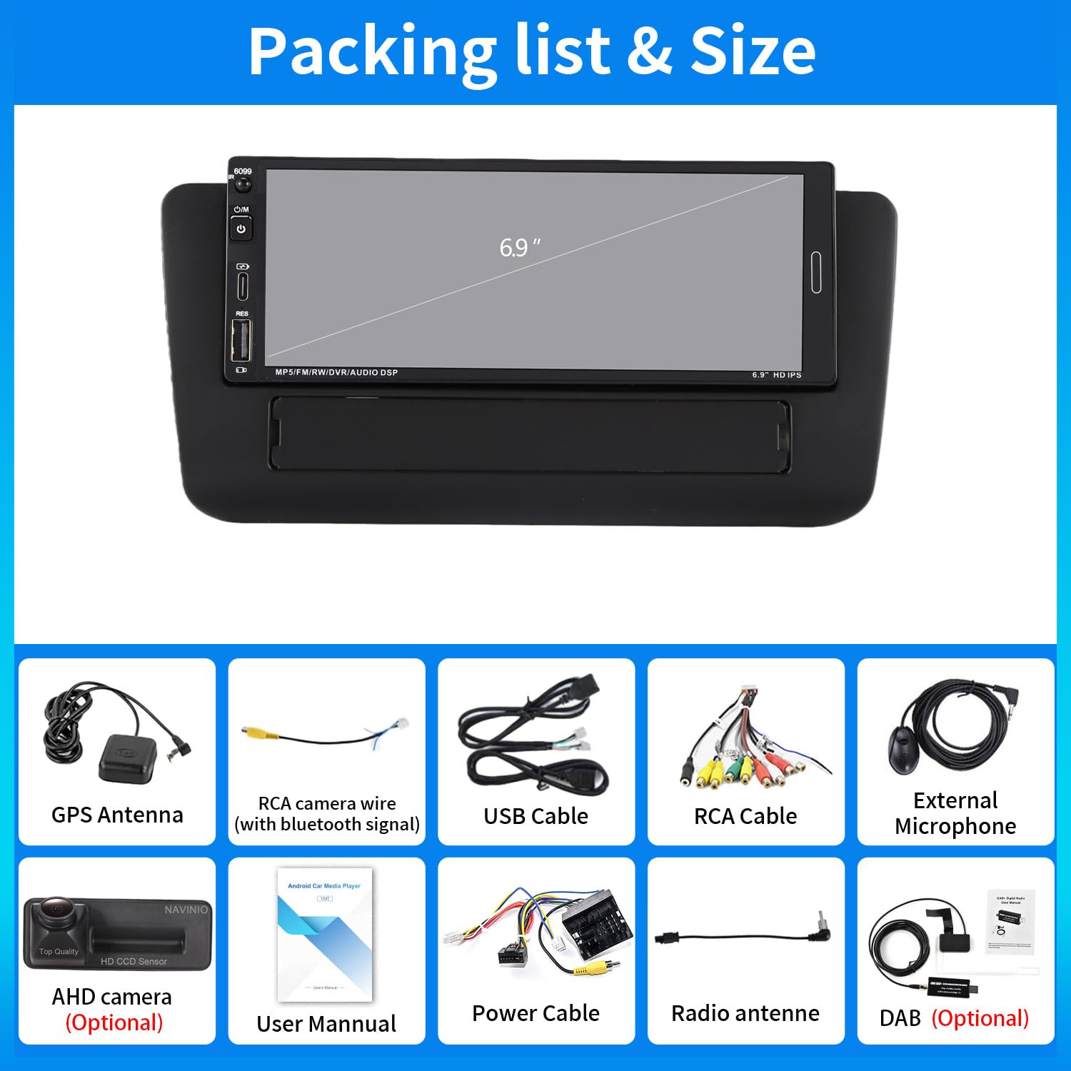7'' AHD Multimedia GPS nawigacja satelitarna nawigacja nawigator Canbus RDS/FM DIN SWC odtwarzacz stereo CarPlay Android radio samochodowe + kamera cofania system parkowania kompatybilny z Audi Q3 A1
