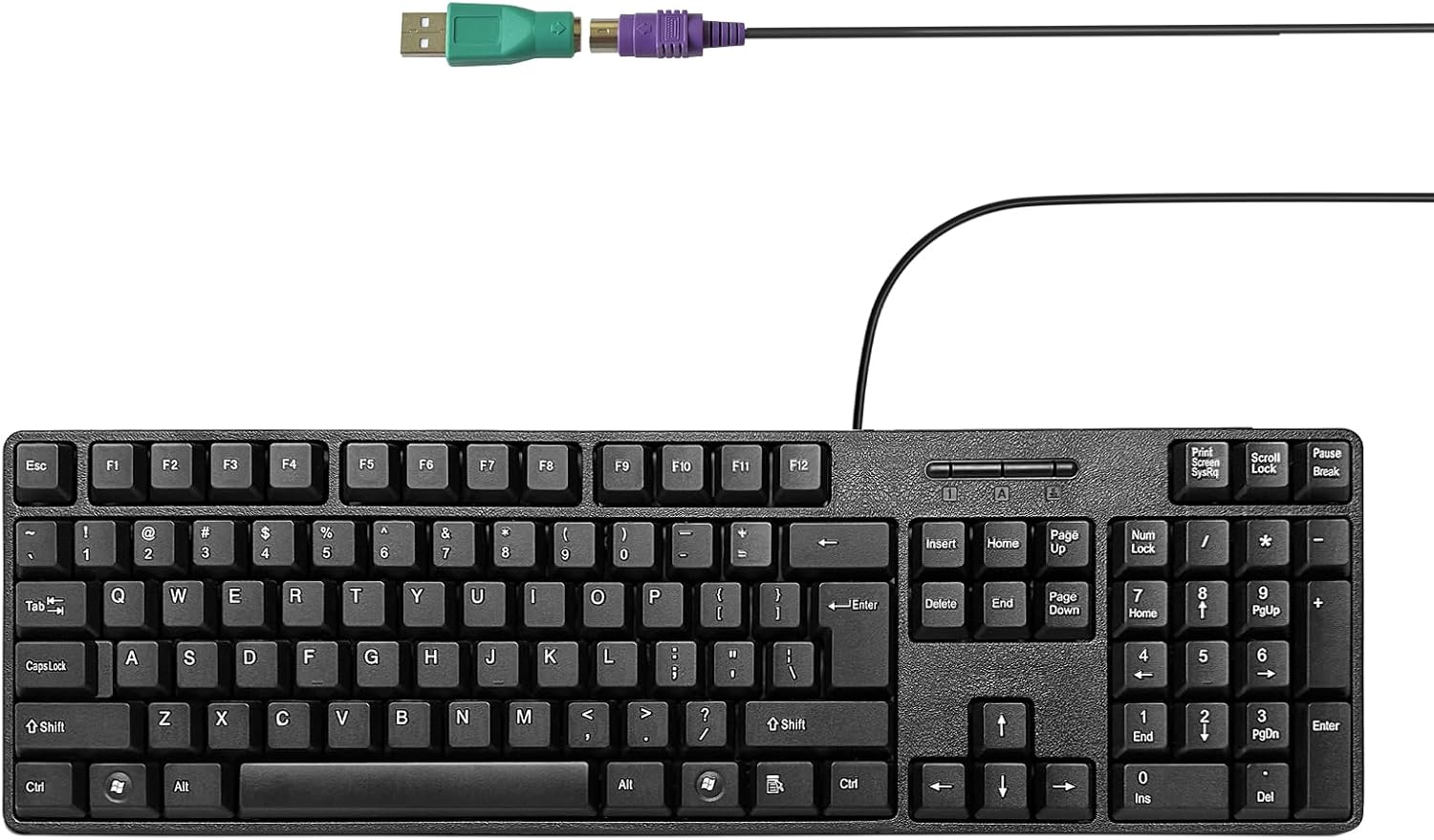 Wired PS2 104 Keys Computer Keyboard with Stands,Waterproof - US Layout Compatible for Windows, PC, Laptop, Black