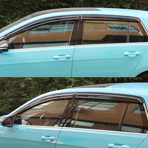 Miniatura 3 de IKON MOTORSPORTS Viseras de ventana compatibles con Volkswagen Golf MK7 2015-2019, color humo oscuro, estilo de fábrica, acrílico para lluvia de