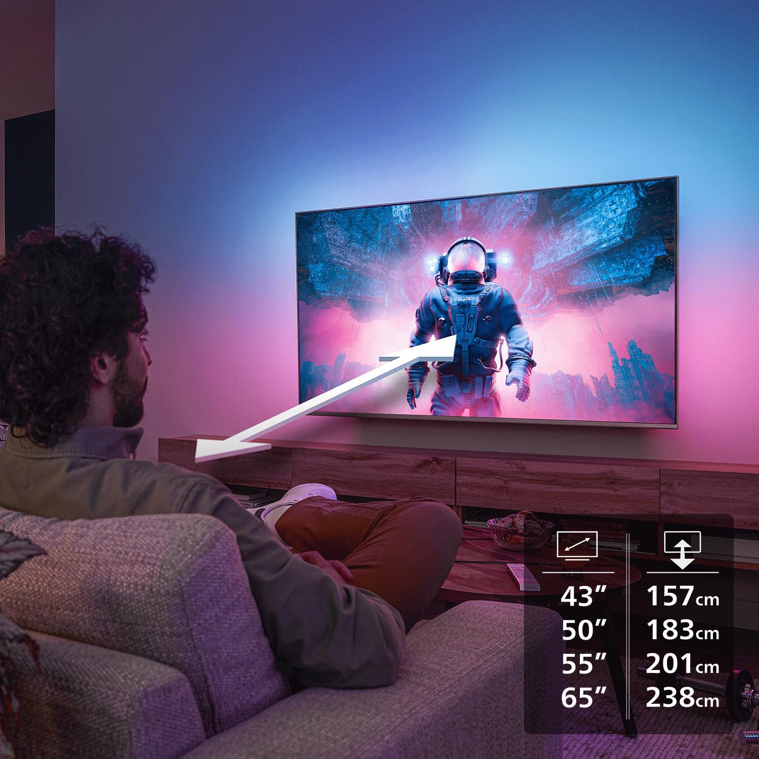PHILIPS 65PQS8501/12 65 Inch Ambilight 4K QLED Smart TV, Pixel Precise Ultra HD, Titan OS, Dolby Atmos Sound