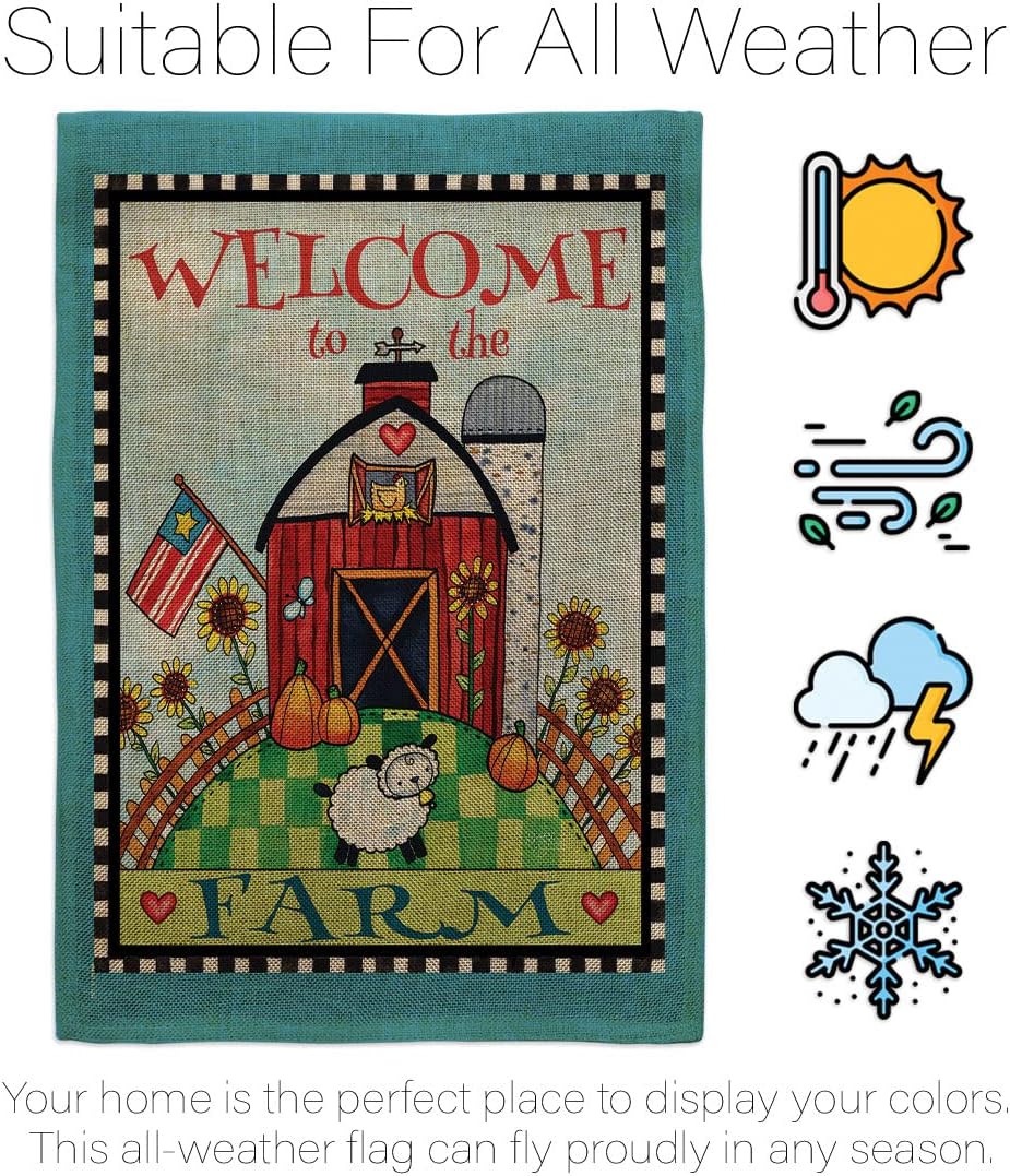 Breeze Decor Welcome Down on The Farm Garden Flag Country Living Primitive Western Barn American Rustic Cowboy Rural Ranch House Decoration Banner Small Yard Gift Double-Sided, Made in USA