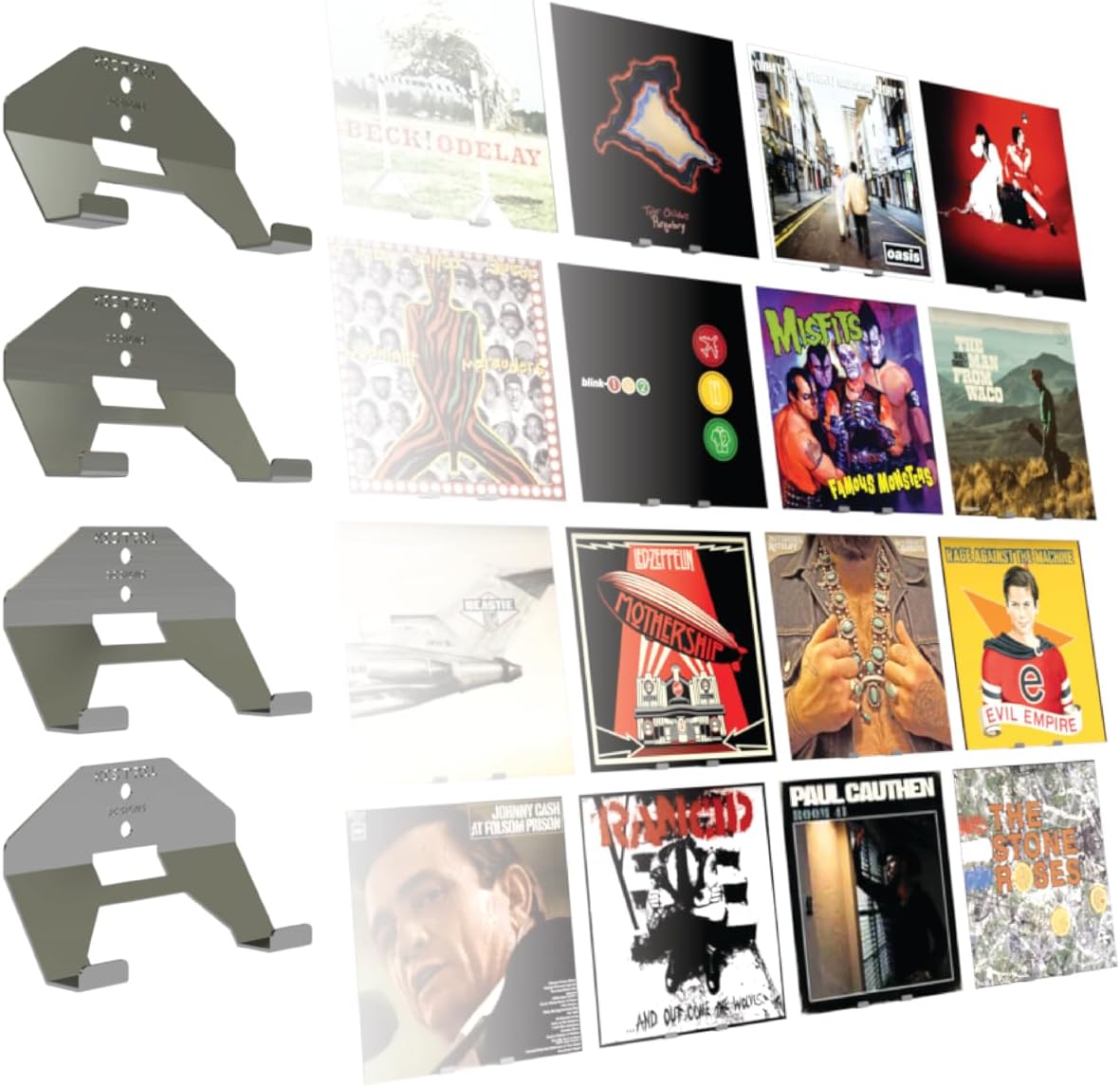 Kestrel Designs Vinyl Record Floating Shelf Wall Display, Stainless Steel Album Record Holder Display, Floating Shelves for Wall, Magazine Shelf, Kids Bookshelf, for Bedroom, Living Room, etc. 4 Pack