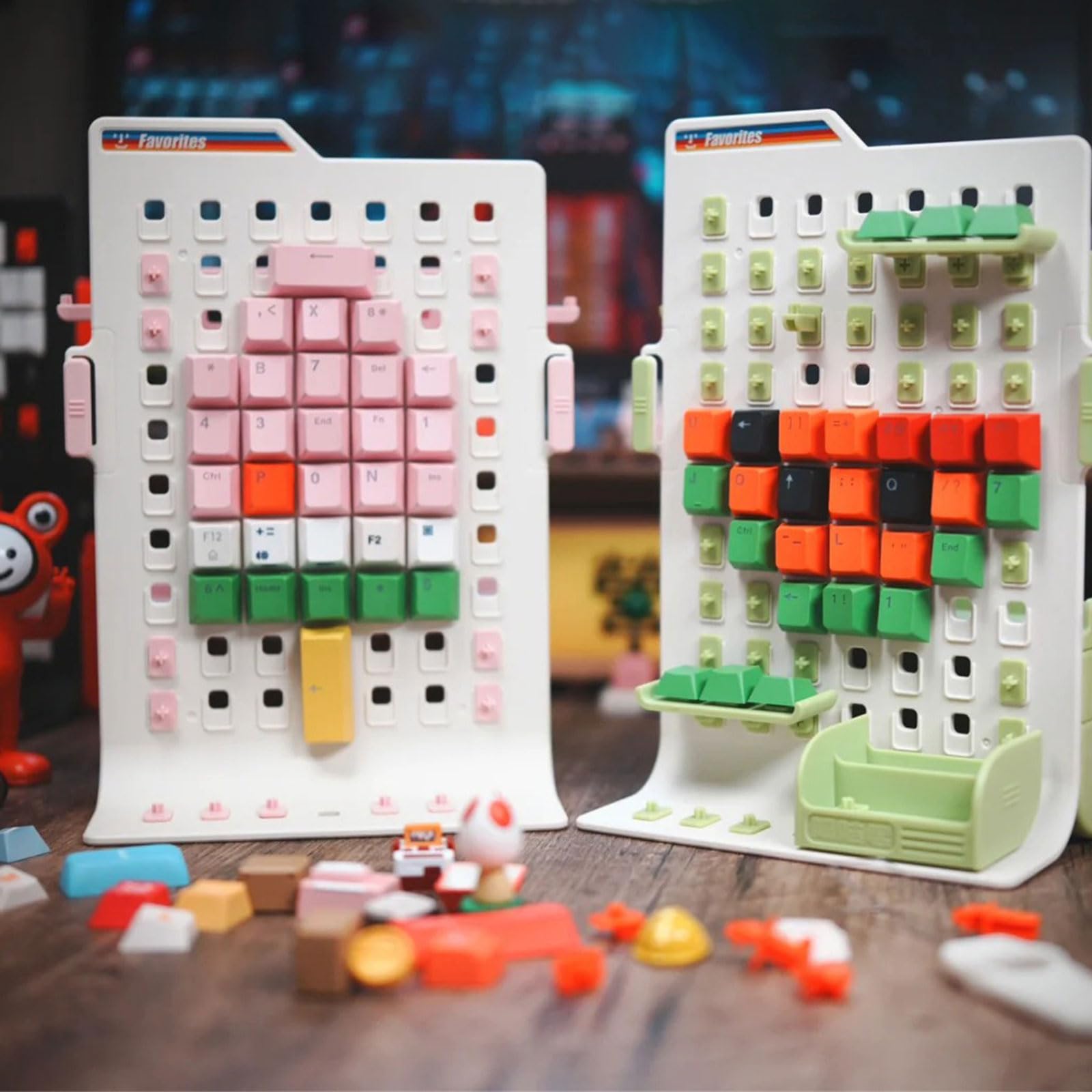 Scheda organizer multiuso per keycap con layout regolabile per appassionati e spazi di lavoro Scheda di archiviazione keycap ABS+PC Pegboard per l'organizzazione della scrivania