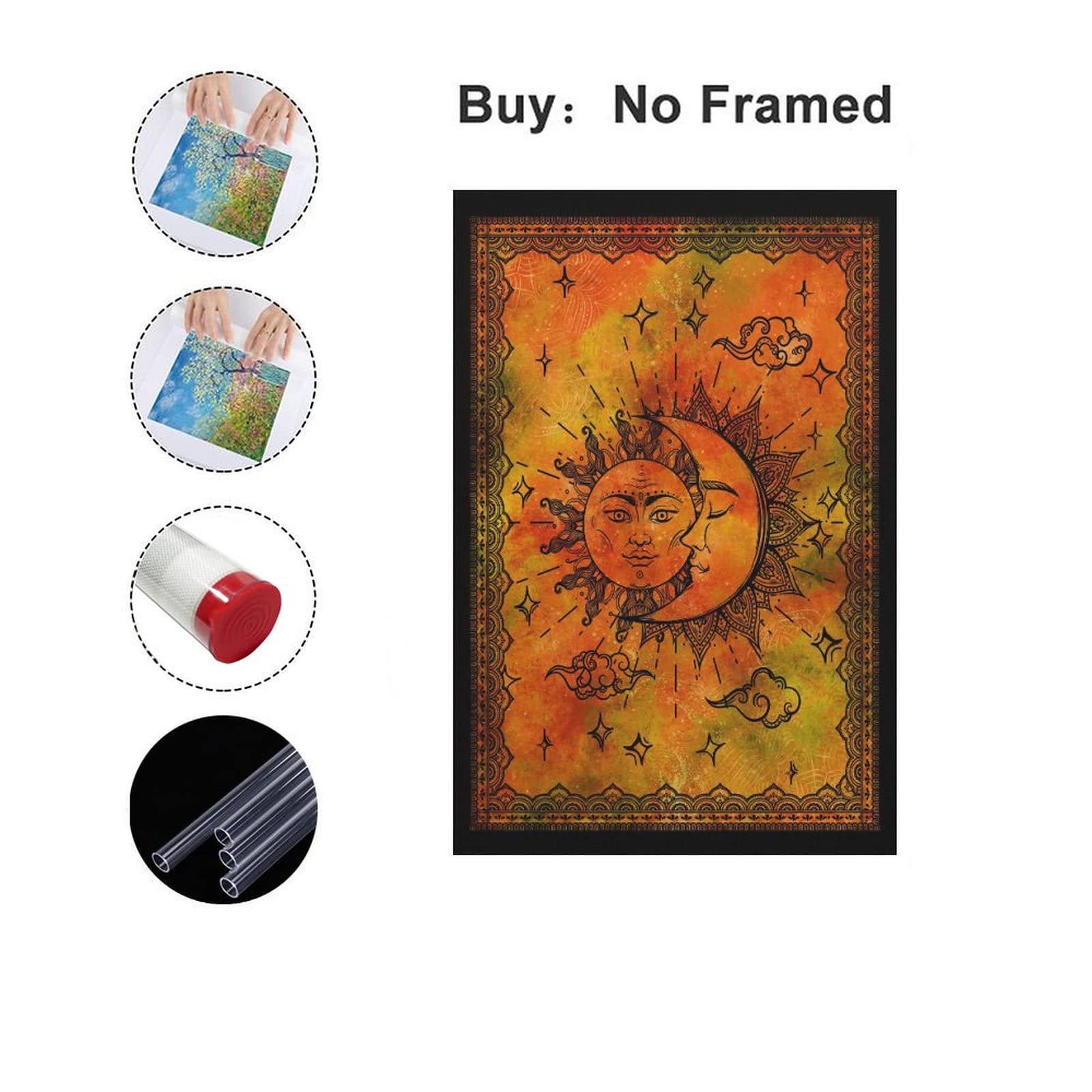 Amazon.com: GENGSHENG Canvas Poster Vintage Sun and Moon Bohemian