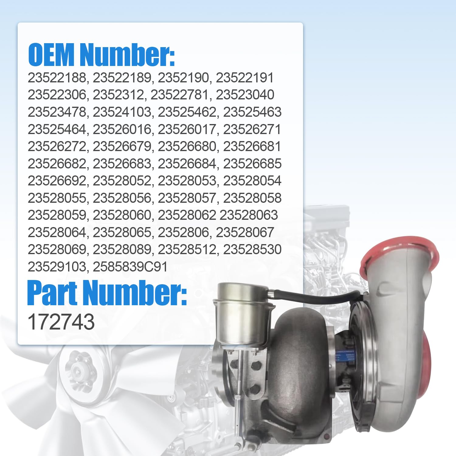 ta-co VANPERT 172743 Turbocharger K31 Turbo fit for Detroit Series