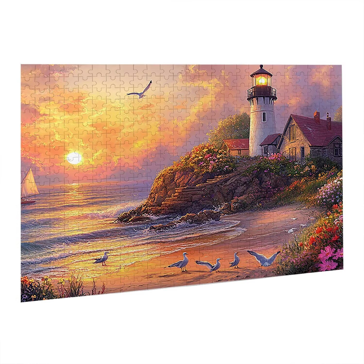 Puzzle dla dorosłych, 2000 sztuk, trudne drewniane puzzle, grafika do gier, łamigłówka do gry, dekoracja ręki, kreatywna rozrywka, nad morzem wieża obserwacyjna 70,5 x 99,5 cm fr0837
