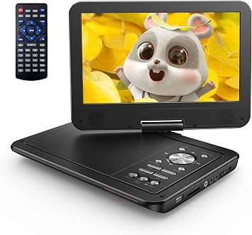 Yoton 12.5" Portable DVD Player with 10.5" HD Swivel Screen for Car and Kids, Built-in Battery, Earphone/AV-in/AV-Out/USB/SD Card/TV Sync and VCD/MPG/JPEG FormatsNot Support Blu-ray Black