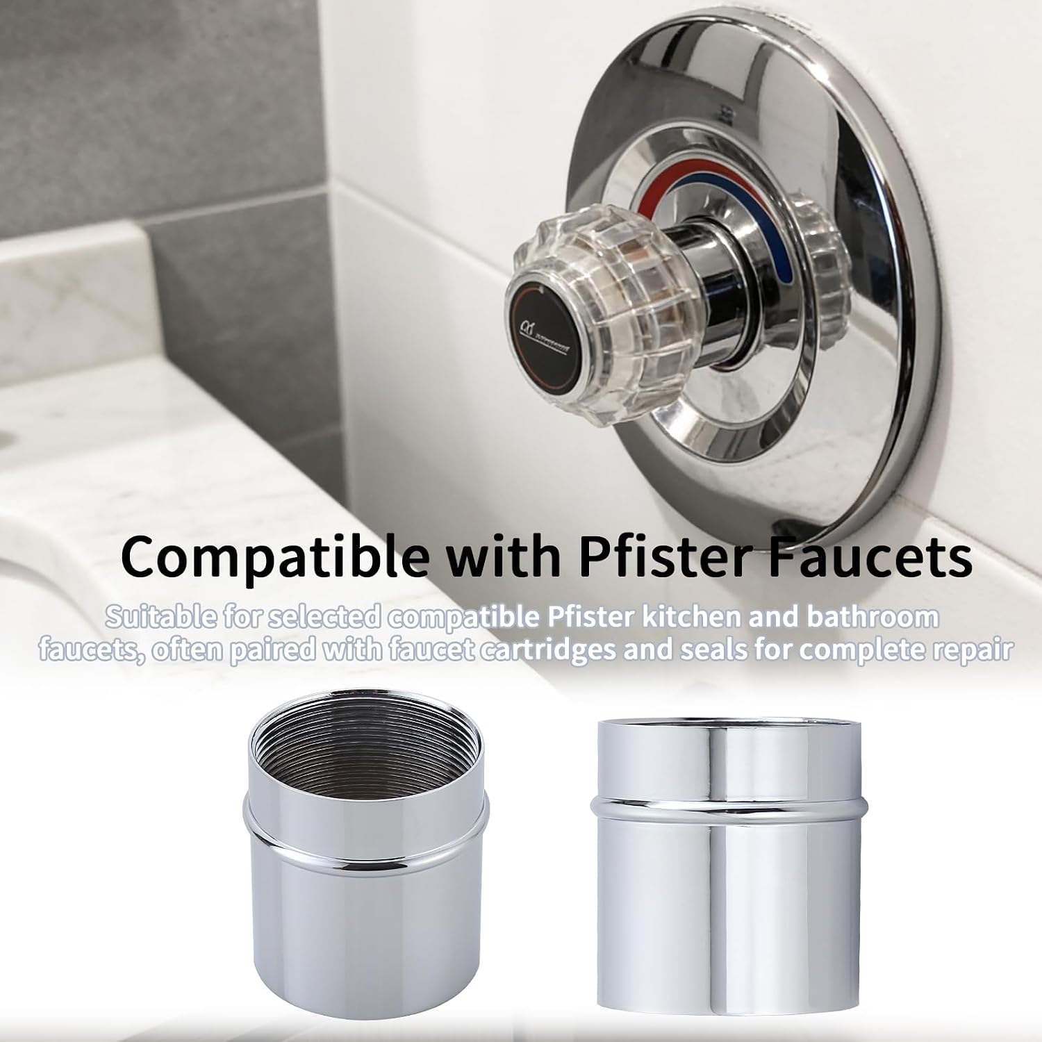 972-300A Retainer Sleeve Compatible with Pfister Faucets – Faucet Handle Replacement Sleeve for Kitchen and Bathroom Fixtures (Chrome)