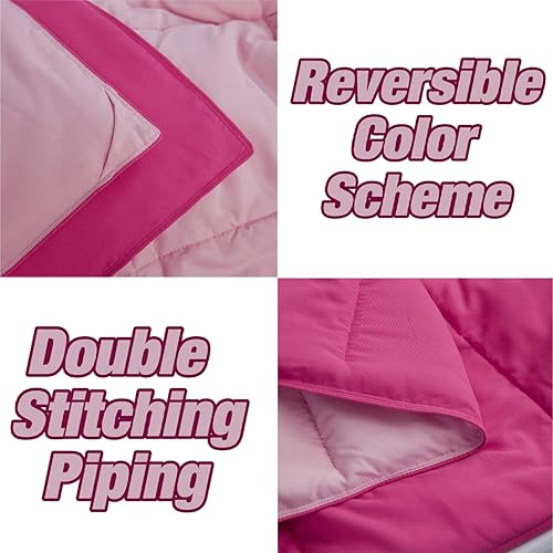 Miniatura 5 de HUAJIE Juego de edredón acolchado reversible alternativo de 3 piezas para todas las estaciones (individual e individual XL, rosa rosa claro)