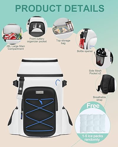 Miniatura 25 de Mochila térmica para 30 latas, impermeable, con compartimento para enfriar para hombres y mujeres, bolsa térmica de lados suaves, mochila ligera Gris