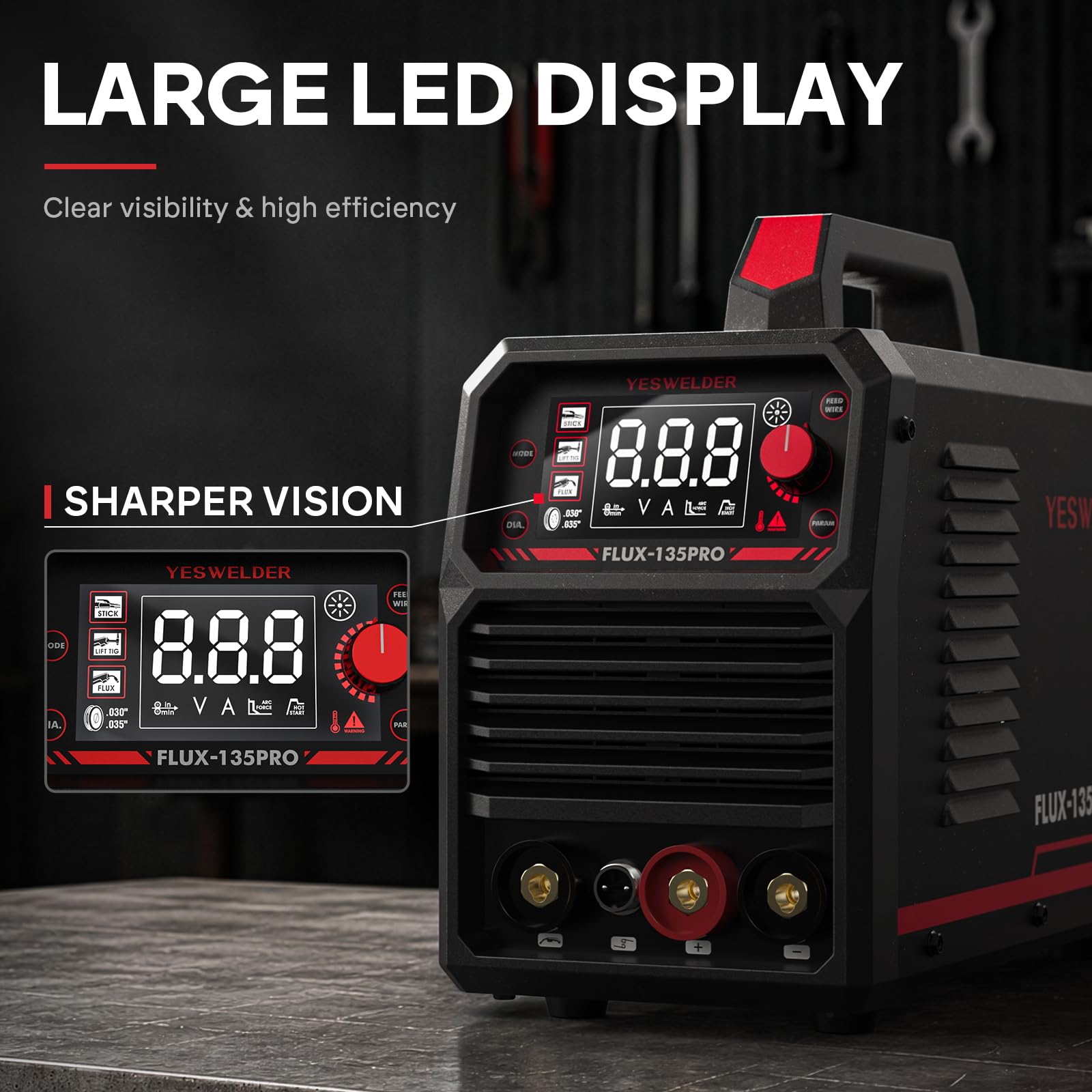 YESWELDER 135A MIG Welder, 110V Flux Core Gasless MIG/Lift TIG/Stick 3-in-1 — Amazon image 3