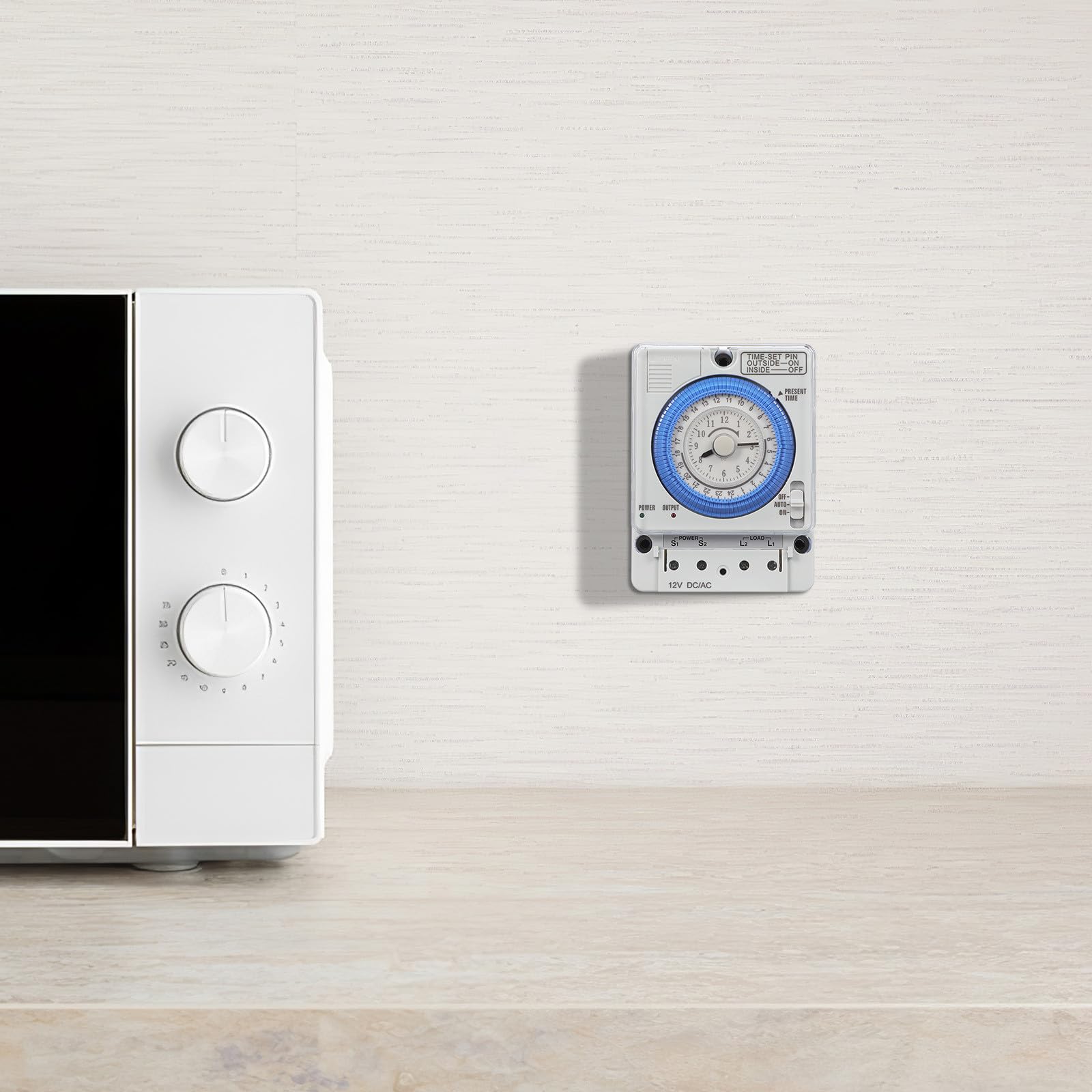 Temporizador Mecánico de Cocina 12vac/DC, Interruptor de Temporizador Portátil Control de Mecánico, Minutero de Cuenta Regresiva para Cocción y Horneado, Uso Doméstico E