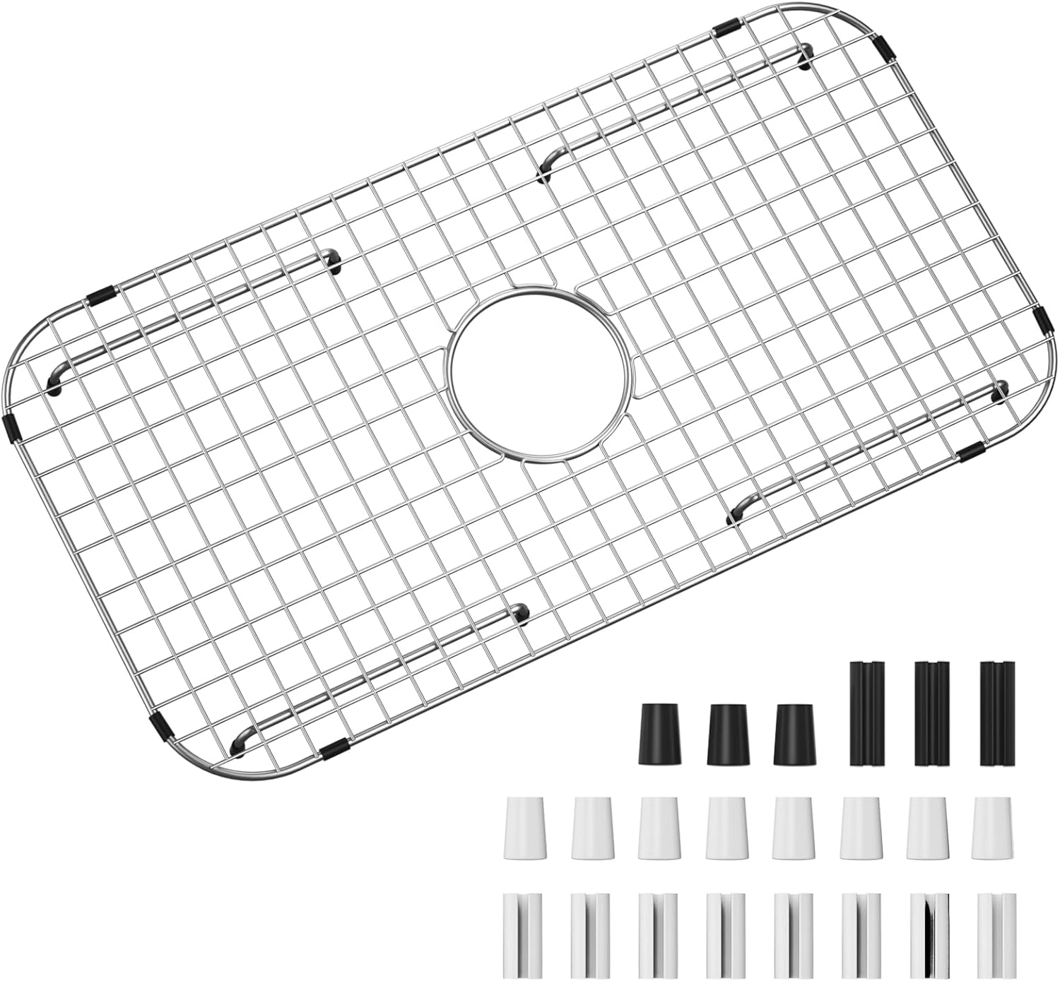 Sink Bottom Grid 27-1/2" x 14-1/4", Centered Drain with Corner Radius 3-1/2", stainless steel sink grid for sink protectors for kitchen sink