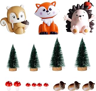 16 PCS Woodland Forest Animal Cake Toppers for Baby Shower Birthday Woodland Theme Party Decorations
