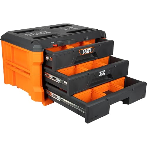 Klein Tools 54823MB MODbox 3-Drawer Tool Box Organizer, Heavy-Duty Tool Storage, Stackable Module, 50-Pound Capacity