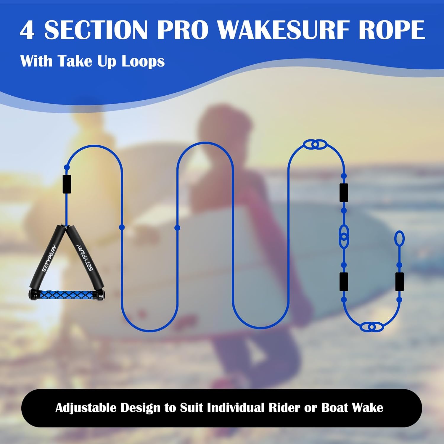 Wakesurf Rope and Handle, 25ft Floating Wake Surf Ropes, Surf Tow Rope for Wakesurfing and Watersports