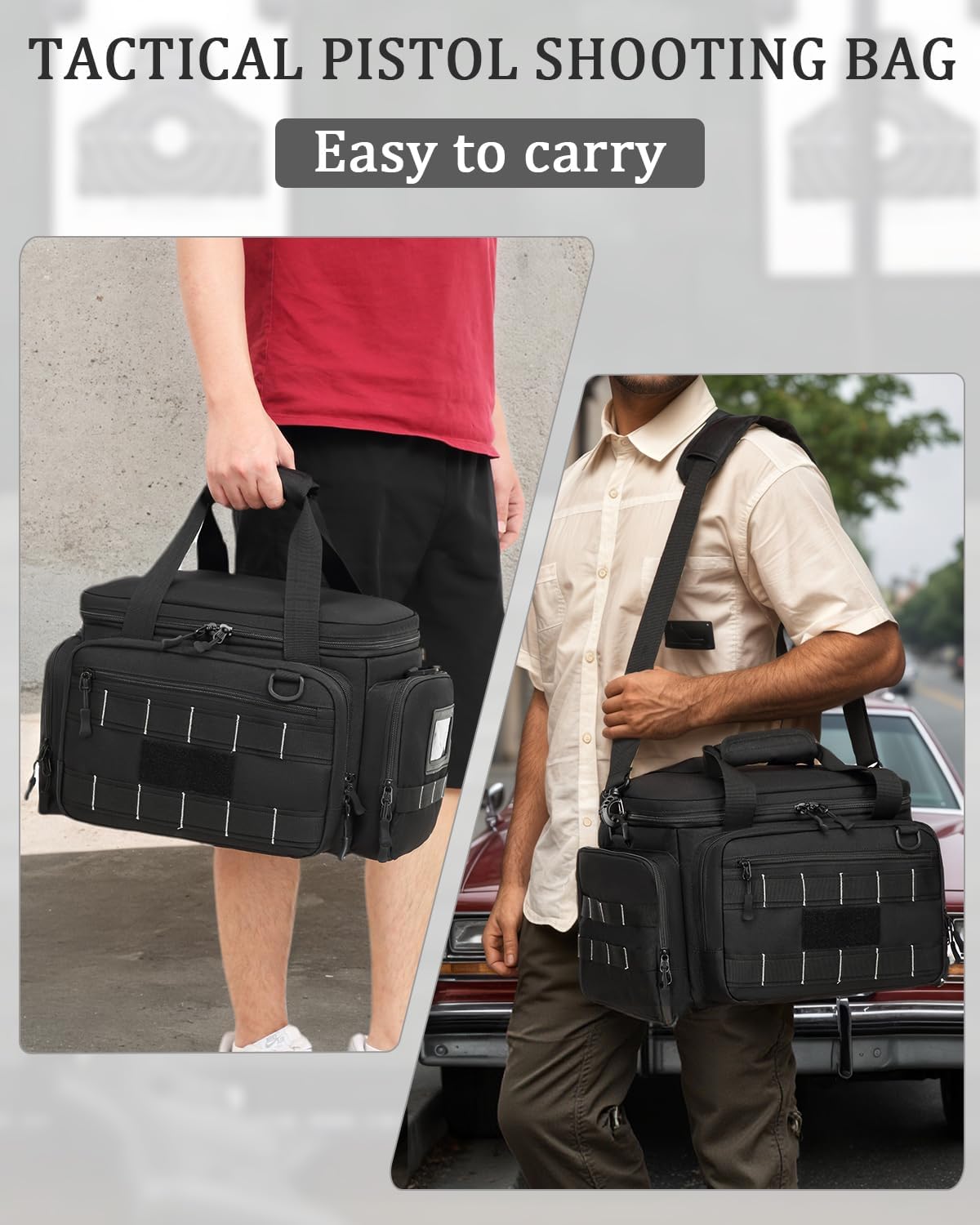 HAMBOLY Tactical Gun Range Bag for Handguns, Pistol Range Bag with 6X Magazine Slots and Extra Pockets for Ammo and Essentials for Shooting Hunting Outdoor Sports - Image 6