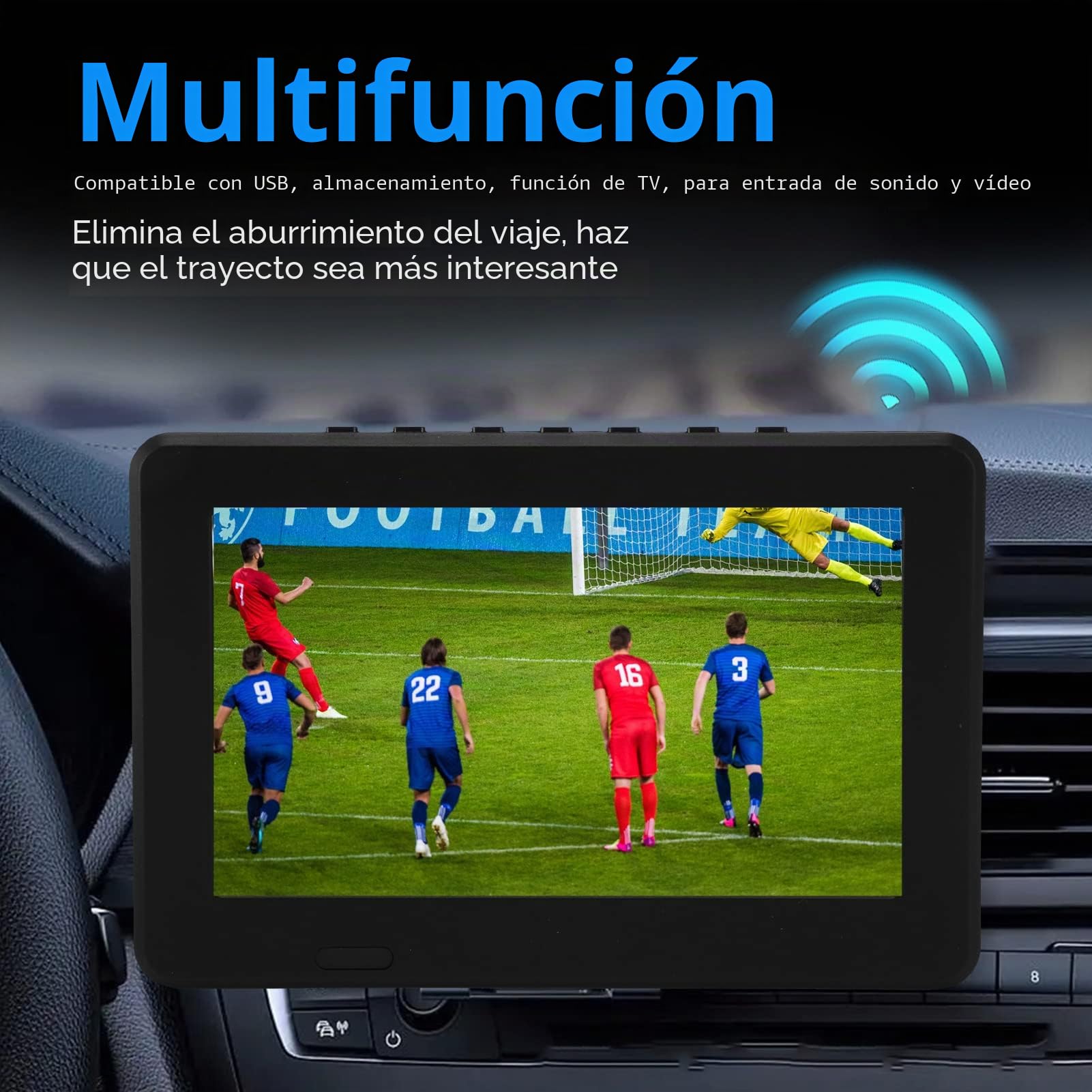 TV con Batería Recargable de 7 Pulgadas, Reproductor de Video de Televisión con Batería Incorporada de 1500 Mah TV LED Portátil Compatible con Control Remoto, MKV, MOV, AVI, WMV,