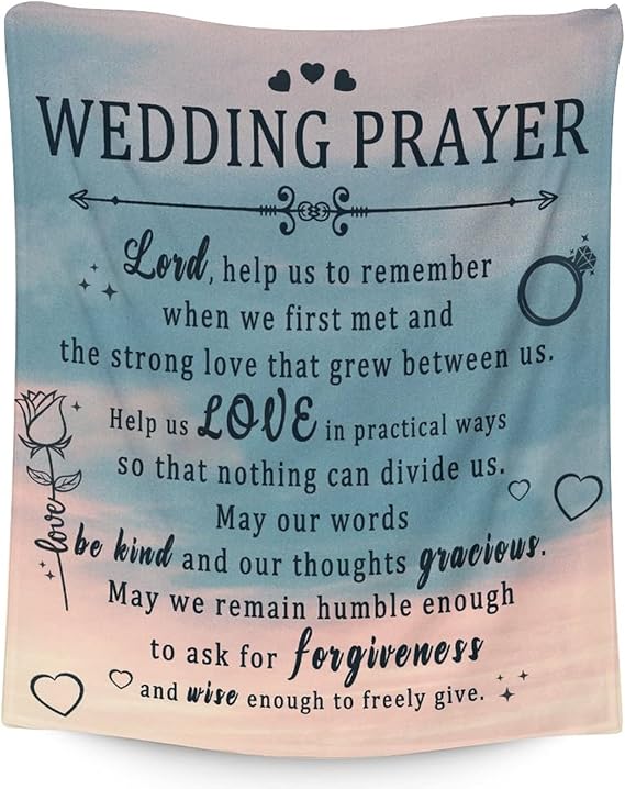 Wedding Throw Blanket - Soft, Fuzzy & Warm - 60x80 Inches Marriage Prayer Blankets for Bride, Groom - Vintage Throws Gifts for Newlywed Couples