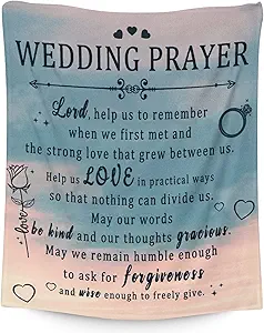 Wedding Throw Blanket - Soft, Fuzzy & Warm - 60x80 Inches Marriage Prayer Blankets for Bride, Groom - Vintage Throws Gifts for Newlywed Couples