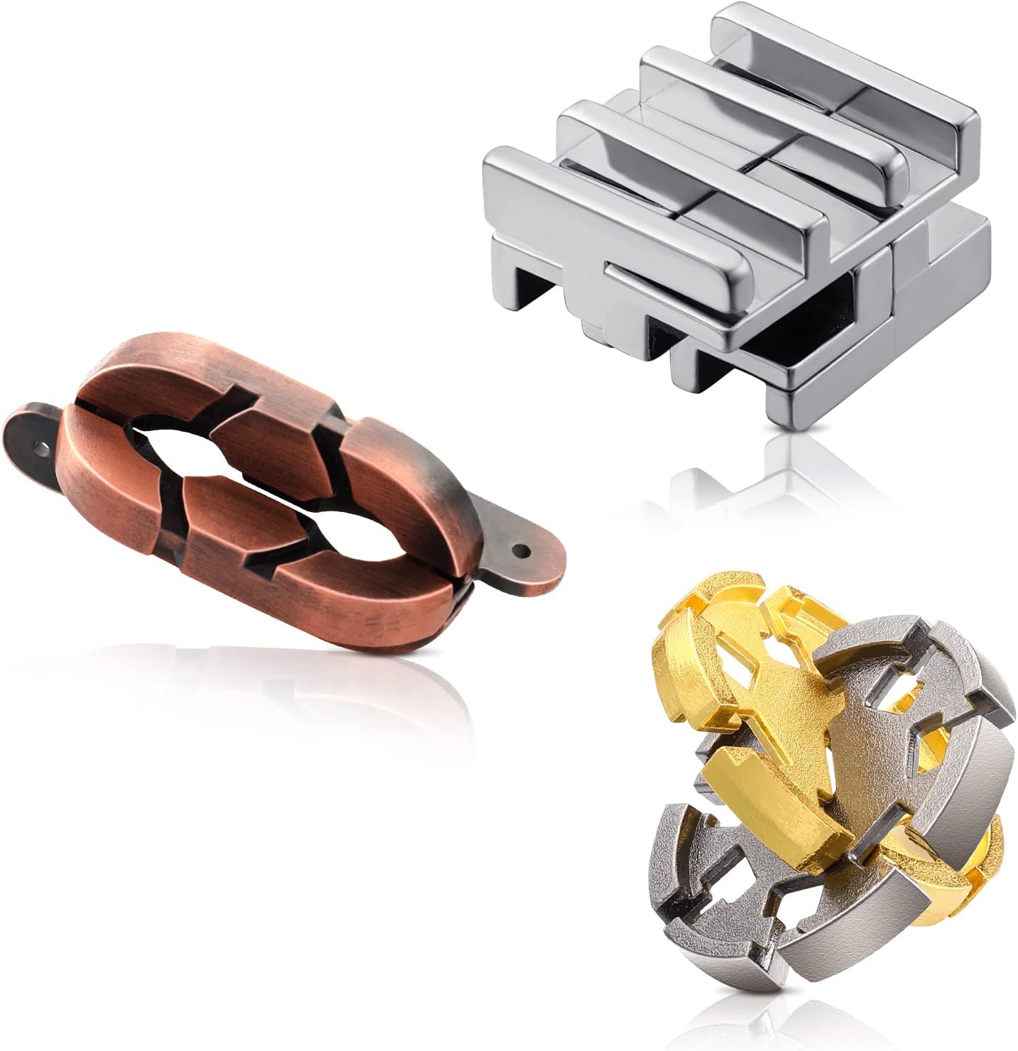 Skylety Brain Teaser Metal Puzzle Toys 3D Unfasten Interlocking Puzzle for Adults Teens Gifts(Stylish)