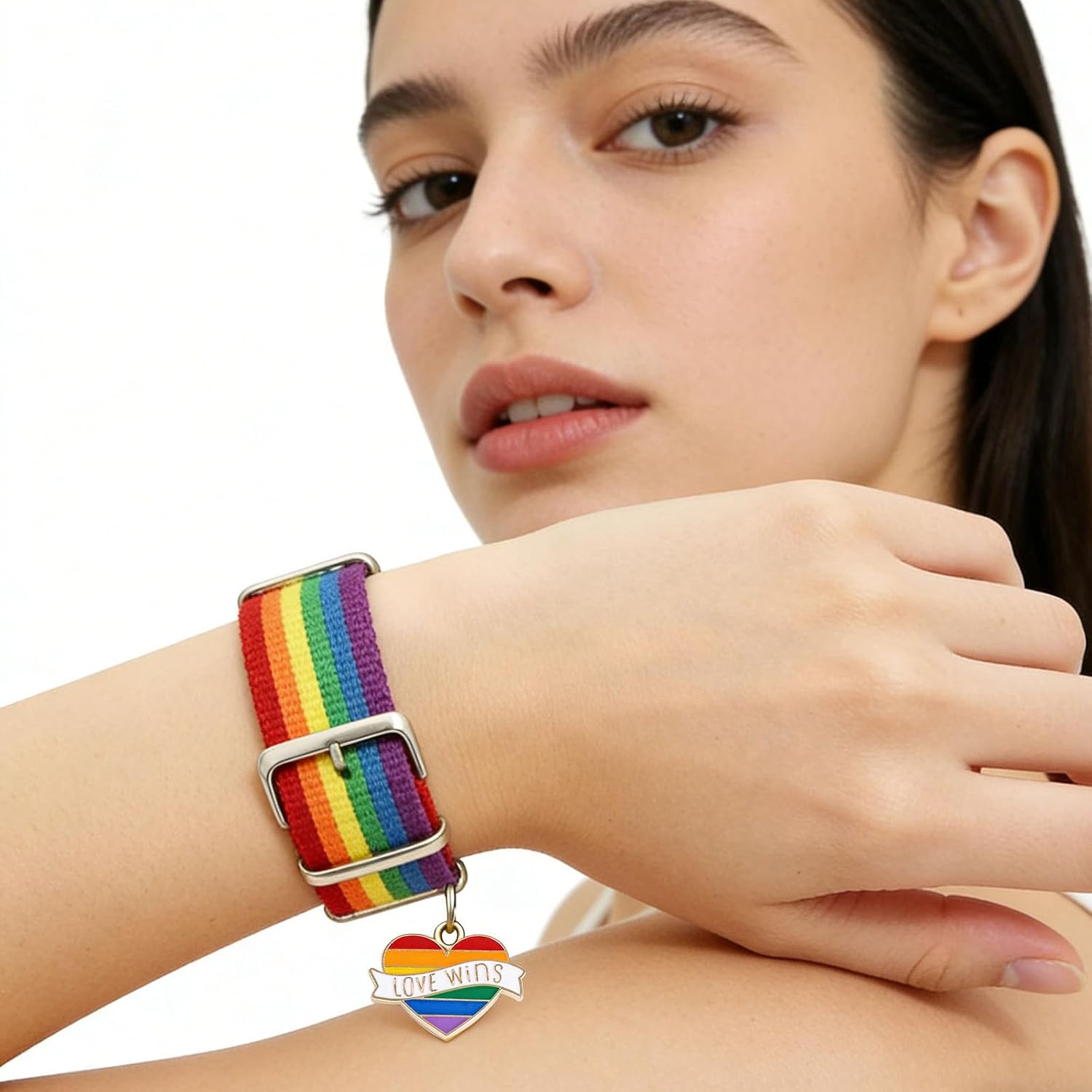 LGBTQ Rainbow Pride Bracelet for Women Men Bisexual Lesbian Rainbow Flag Charm Wristband Handmade LGBT Pride Bracelets for Pride Month thumbnail
