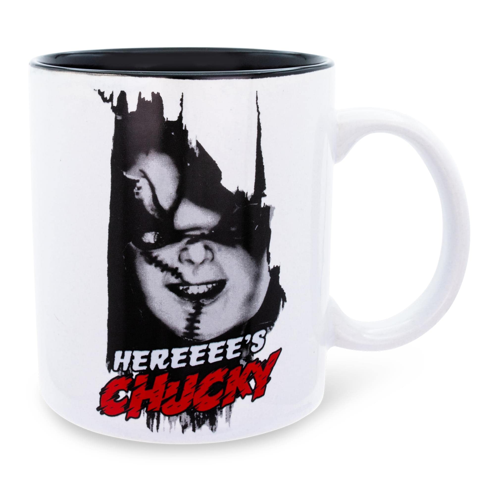 Tazza da caffè per espresso "Here's Chucky" in ceramica con scritta in inglese "Here's Chucky", contiene 567 ml