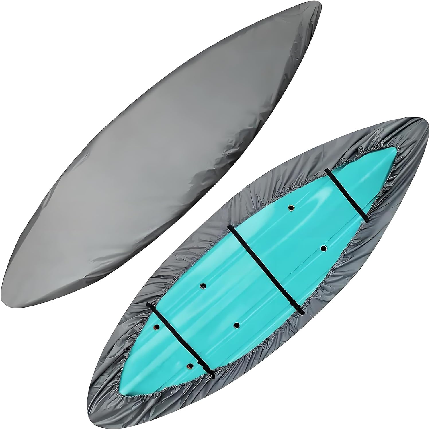 Kayak Cover for Liquidlogic Kayaks Kiawah 12, Outdoor Storage All-Weather Kayak Protective Cover with Adjustable Drawstring & Buckle for Sit-On-Top & Sit-Inside Kayaks,A Grey