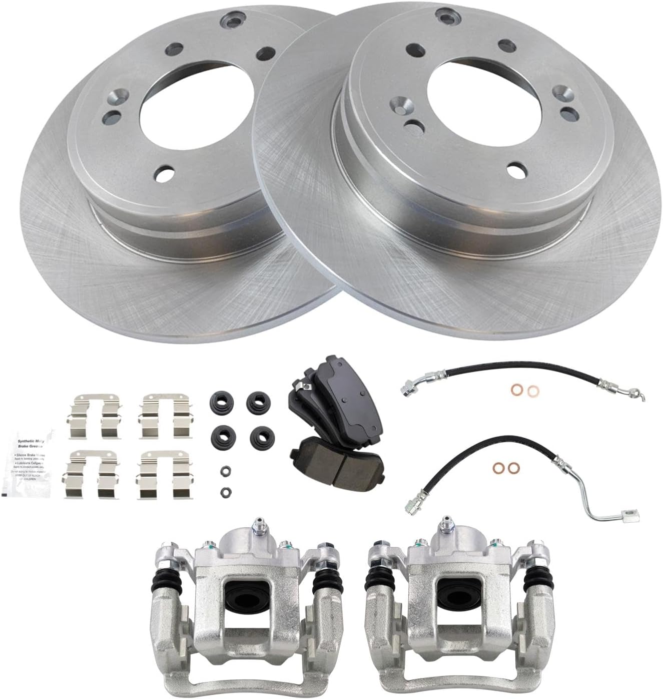 TRQ Rear Brake Pad & Rotor Kit Ceramic Compatible with 2015 Hyundai Sonata