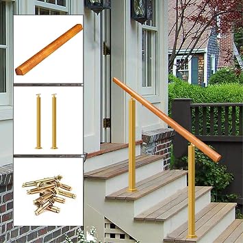Wrought Iron Handrail, Fit 2 or 3 Steps Outdoor Stair Railing, Flexible Front Porch Hand Rail with Installation Kit, for Concrete Steps or Wooden Stairs (Color : H-90CM/35.4in, Size : L-100CM)