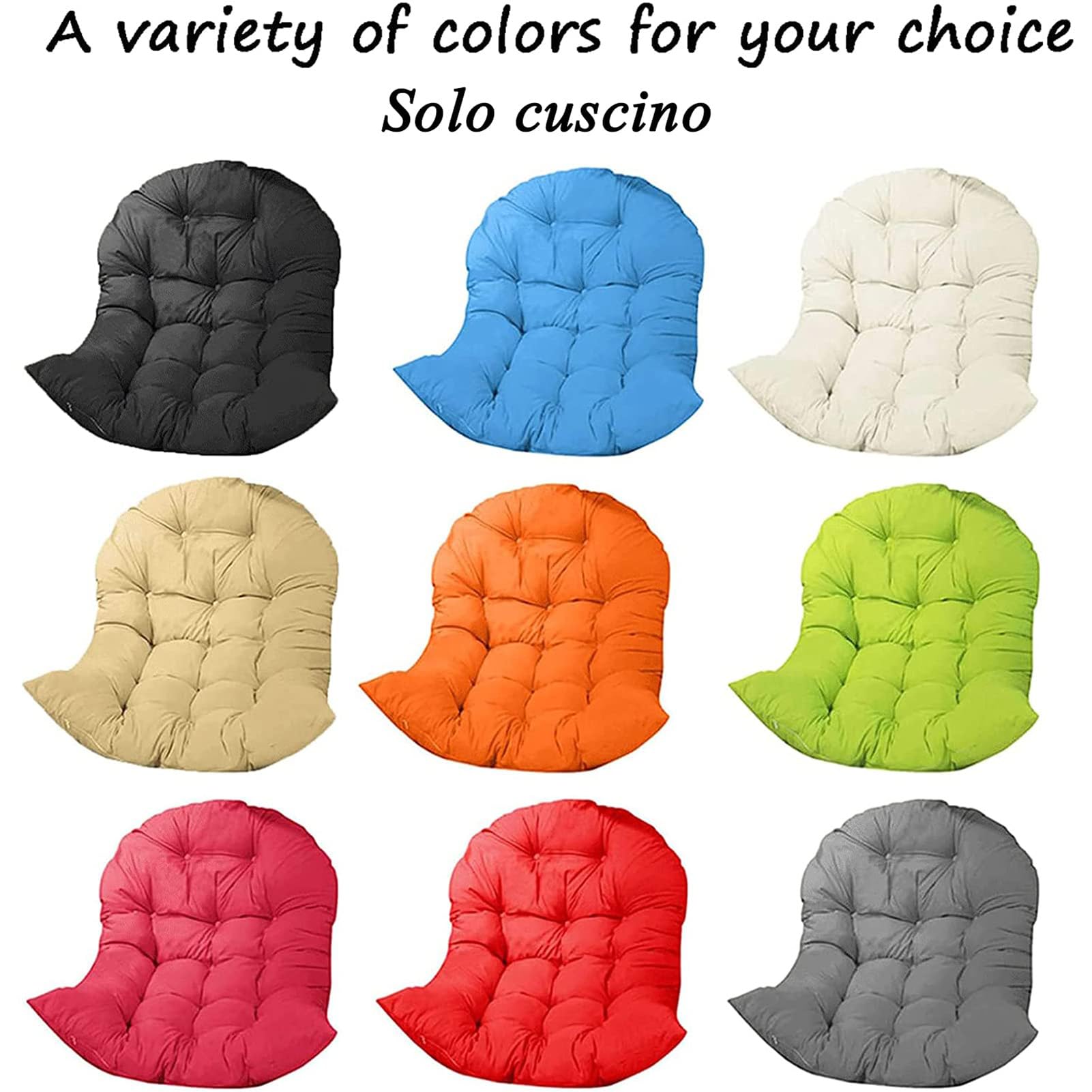 SenhE Cojín para Silla Colgante al Aire Libre, Cojines para Colgar Silla Tipo Huevo, Cesta Lavable, Cojín para Silla Tipo Huevo para Muebles de Jardín, con Almohada Ajustable