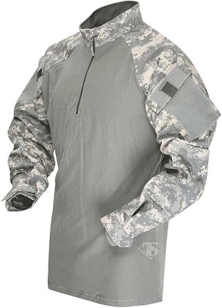Tru-Spec T.R.U. 1/4 Zip Combat Shirt, Men's Tactical Long Sleeves - 65/35 Polyester Cotton Rip-Stop Fabric