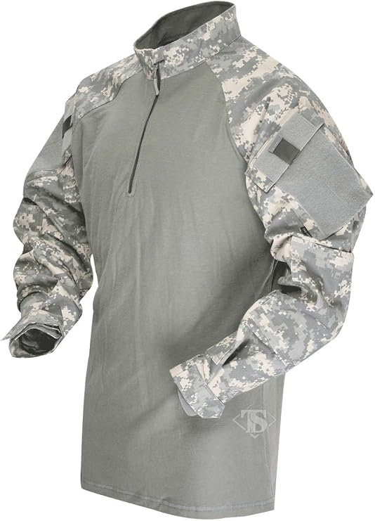 Tru-Spec T.R.U. 1/4 Zip Combat Shirt, Men's Tactical Long Sleeves - 65/35 Polyester Cotton Rip-Stop Fabric